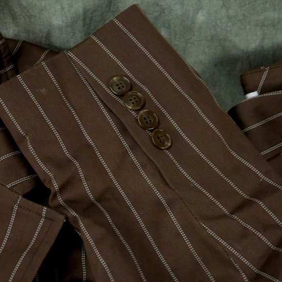 Worthington Stretch VINTAGE Brown Striped PANTSUIT Mixed sz 16 Top/14 Pants 8382 - Picture 7 of 8